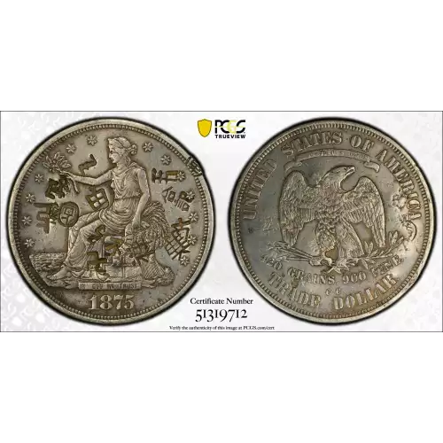 1875-CC T$1 Chopmarked