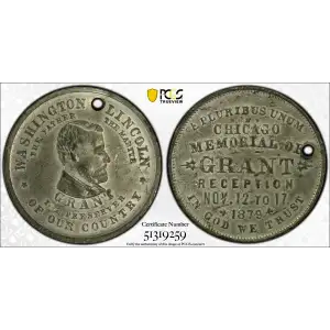 1879 Medal Ulysses S. Grant, Pierced Chicago Reception
