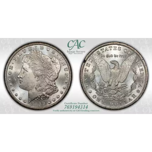 1880-CC GSA Treasure $1 8/Low 7, VAM-6 (2)