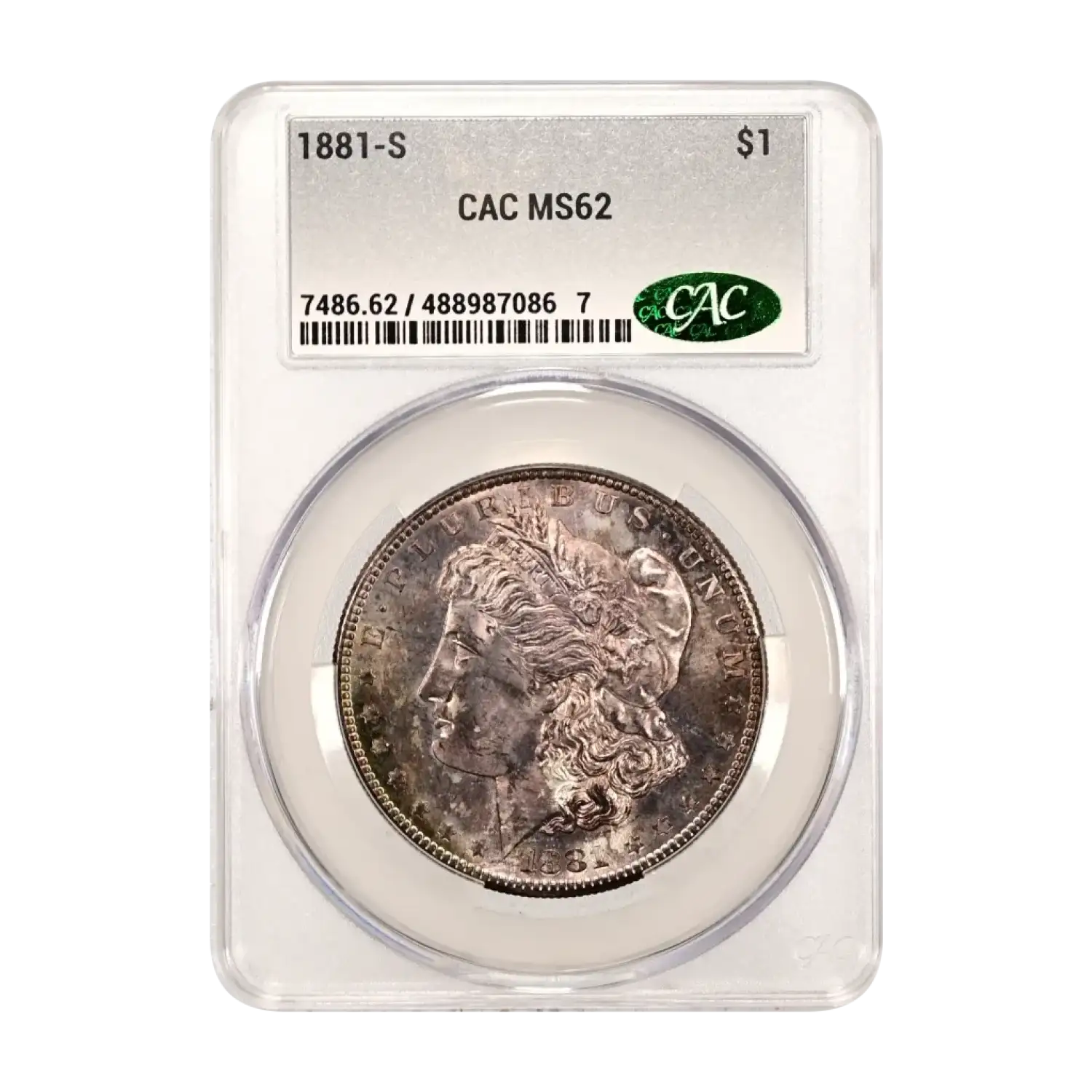 1881-S Morgan Silver Dollar CACG MS 62 VAM-6 S/S, Die Chips 8 CAC