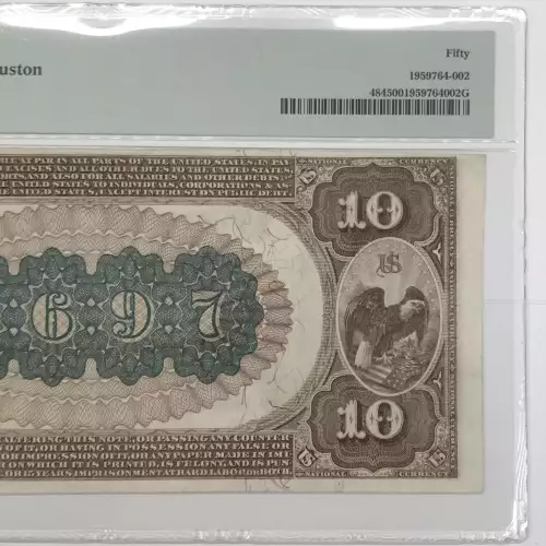 1882 BROWN BACK $10 FR 484 PORT HENRY, NY NATIONAL BANK NOTE CH#1697 PMG AU50