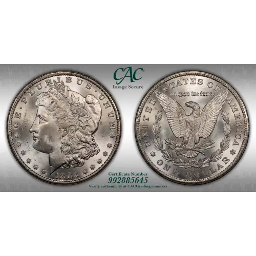 1883 CC Morgan Silver Dollar CACG MS 65