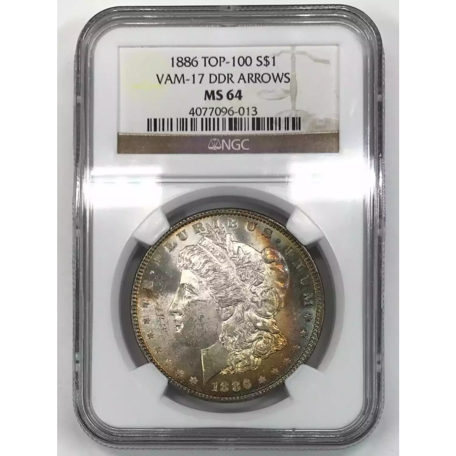 1886 Morgan Silver Dollar NGC MS-64 TOP 100 VAM-17 DDR ARROWS