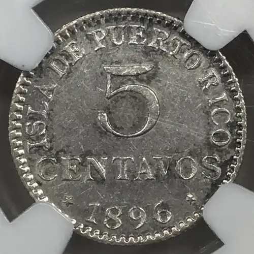 1896 PGV PUERTO RICO Silver 5 CENTAVOS NGC MS-61  (2)