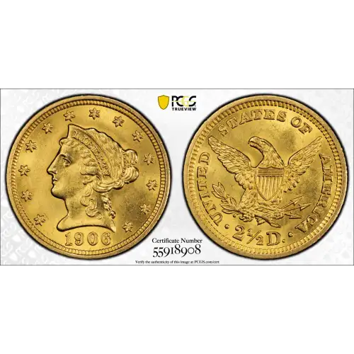 1906 P $2.50 Gold Liberty Head Quarter Eagle PCGS MS-62