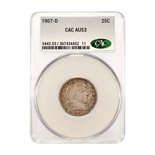 1907 D Barber Liberty Head Quarter CACG AU 53 (2)