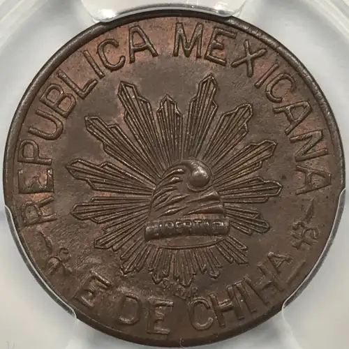 1914 Chihuahua Mexico Revolutionary Copper 5 Centavos PCGS MS-63 BN (2)