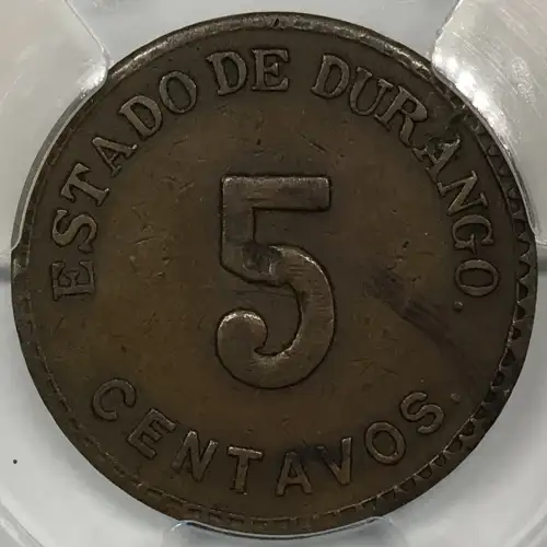 1914 Durango Mexico Revolutionary Brass 5 Centavos PCGS XF Details (4)