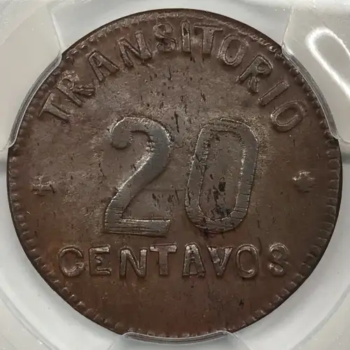 1915 Chiconcuautla, Puebla Mexico Revolutionary Copper 20 Centavos PCGS AU-53 (3)