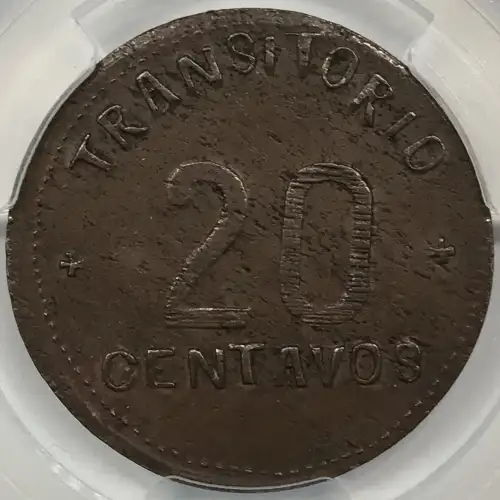 1915 Chiconcuautla, Puebla Mexico Revolutionary Copper 20 Centavos PCGS AU-55 (3)