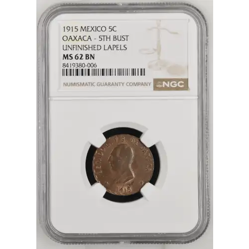 1915 OAXACA - 5TH BUST UNFINISHED LAPELS BN