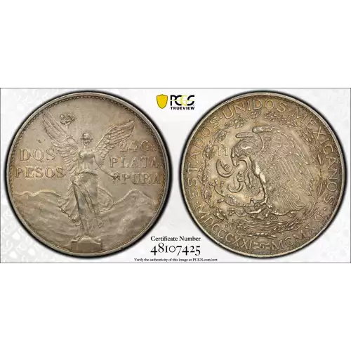 1921-Mo 2 Peso Centennial KM-462