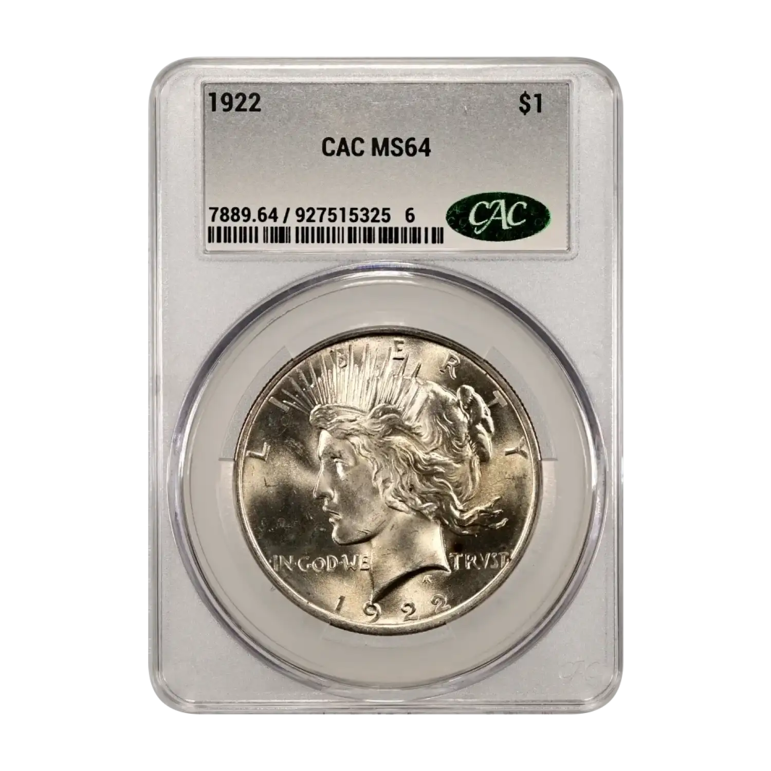 1922 Peace Silver Dollar CACG MS 64 CAC - Old Pueblo Coin