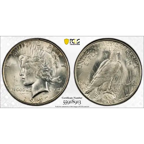 1927 S Peace Silver Dollar PCGS MS-63+ Plus CAC