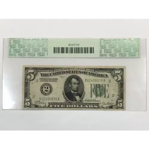 1928 $5 Error Note - Inverted Back Fr. 1950-B FRN PCGS Currency Very Fine 20PPQ