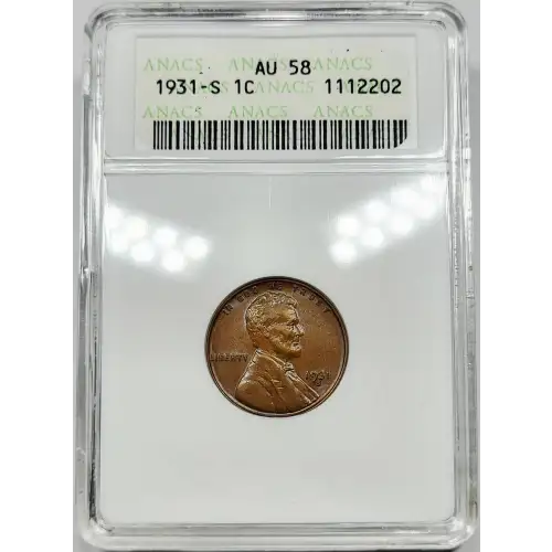 1931 S Lincoln Wheat Cent ANACS AU-58 Soapbox Holder (4)