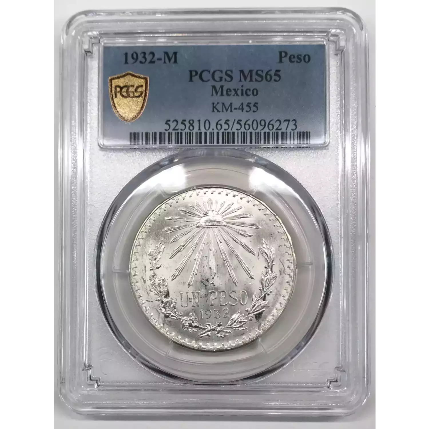 1932-M MEXICO Silver PESO PCGS MS-65 Open 9 KM-455 - Old Pueblo Coin