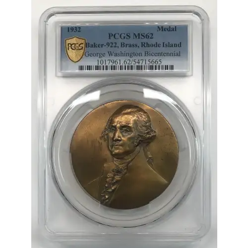 1932 Medal Baker-922, Brass, Rhode Island George Washington Bicentennial (5)