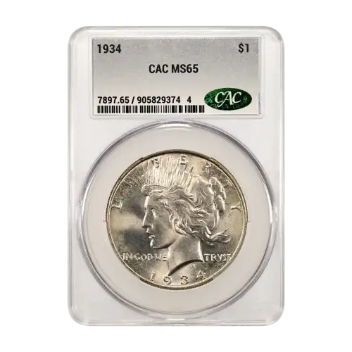 1934 P Peace Silver Dollar CACG MS 65 (2)
