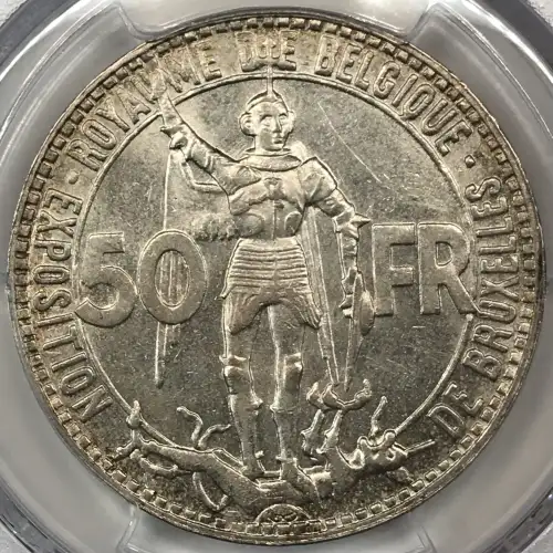 1935 50 Fr BELGIQUE  ↑↓ KM-106.1  Ag (6)
