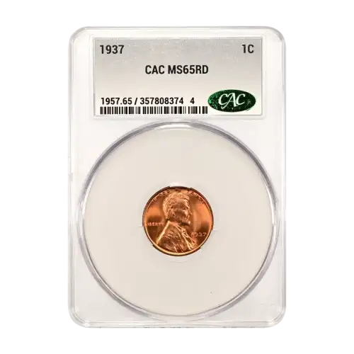 1937 P Lincoln Wheat Cent CACG MS 65 RD (2)