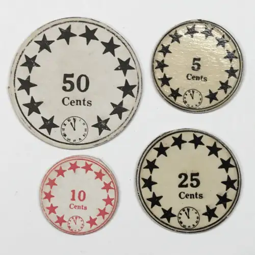 1938 Mt Carmel Center Waco Texas 4-Token Set 50/25/10/5 Cents (2)