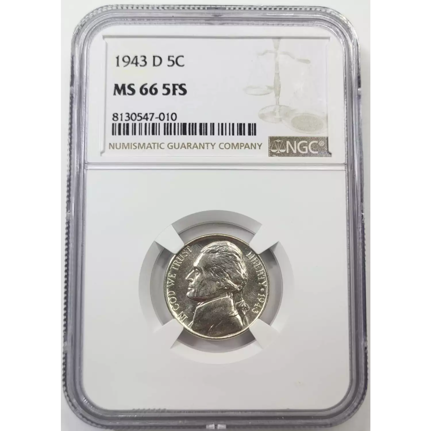 1943-D Jefferson Nickel NGC MS-66 5FS - Old Pueblo Coin