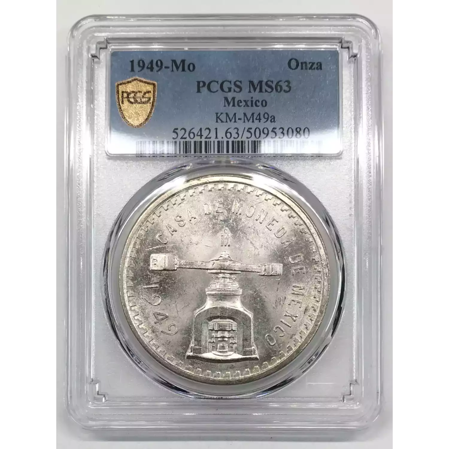 1949-Mo MEXICO Silver ONZA PCGS MS-63 KM-M49a - Old Pueblo Coin