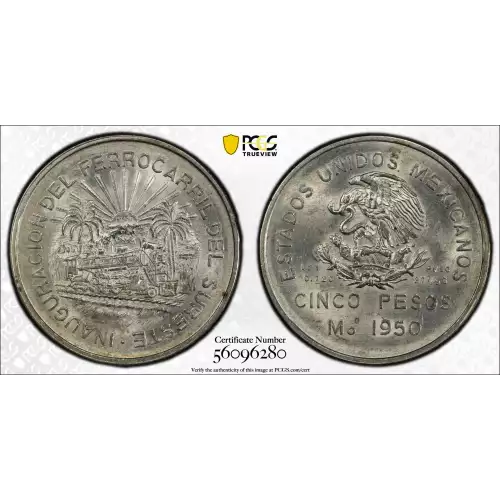 1950-Mo 5 Peso Southeastern Railroad KM-466