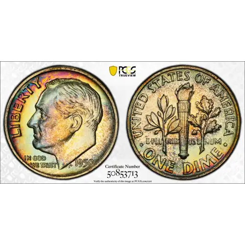 1950 P Roosevelt Dime PCGS PR-67