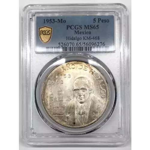 1953-Mo 5 Peso Hidalgo KM-468 (3)