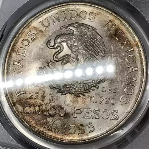 1953-Mo 5 Peso Hidalgo KM-468 (2)