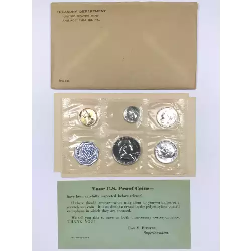 1960 Small Date US Mint Silver Proof Set w OGP Envelope & Paper