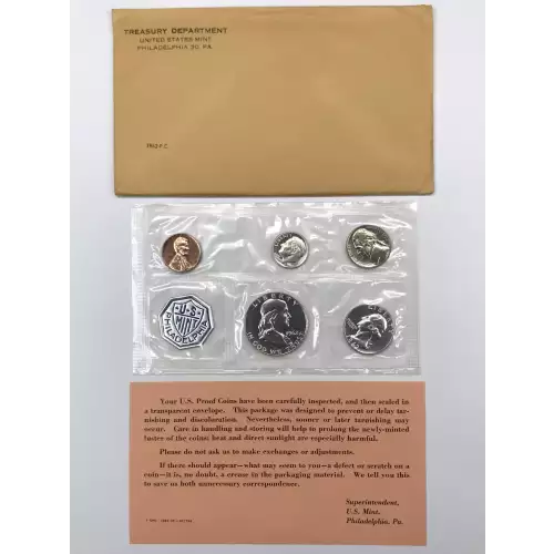1962 US Mint Silver Proof Set w OGP Envelope & Paper (3)