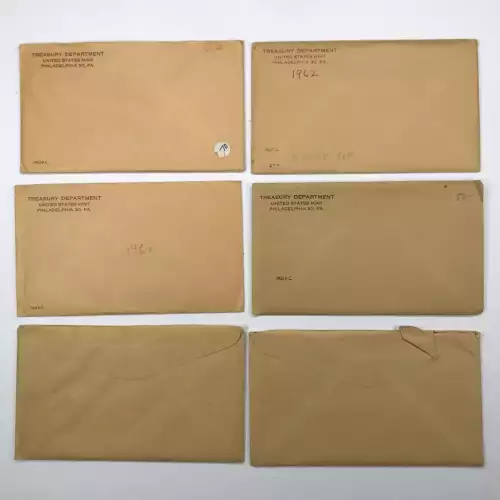 1962 US Mint Silver Proof Set w OGP Envelope & Paper (5)