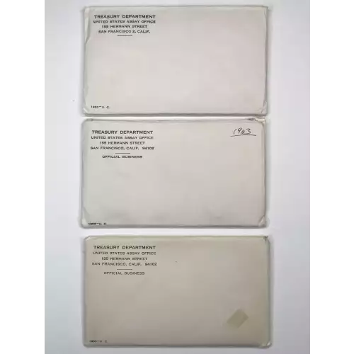 1963 US Mint 10-Coin P&D Uncirculated Set w OGP Envelope - Silver
