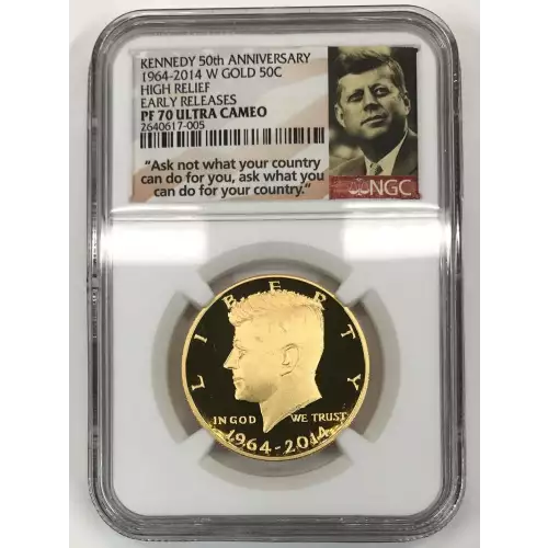 2014-W Kennedy 50th Anniversary 3/4 oz Gold Half Dollar NGC PF-70