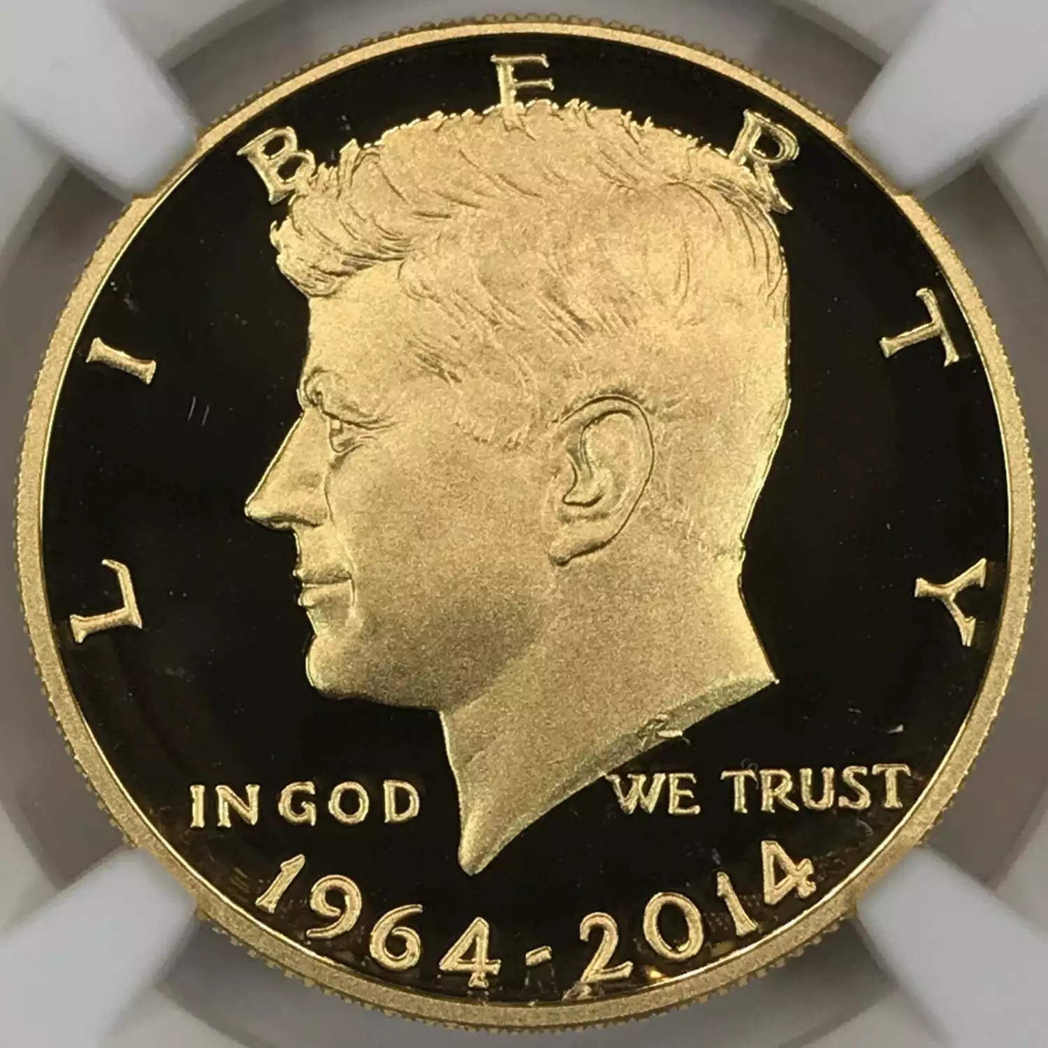 Sold at Auction: Kennedy ￼ 50th Anniversary 1964–2014 ￼ W Gold 50 Cent High  Relief Pf 70 Ultra Cameo 3/4 Oz .9999 Fine Gold