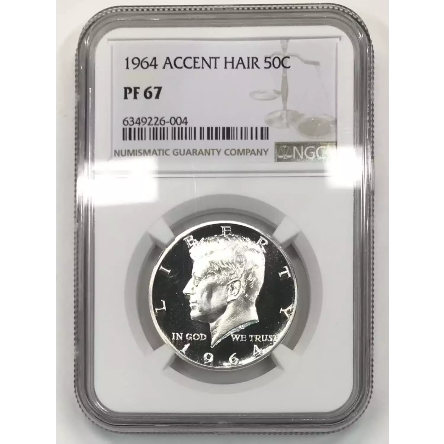 1964 Kennedy Argento Mezzo Dollaro 50 C NGC PF 67 - Foto 7