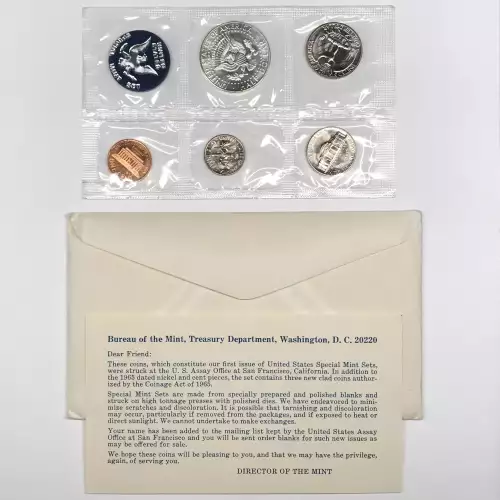 1965 Special Mint Set SMS w US Mint OGP Envelope -40% Silver Kennedy Half Dollar