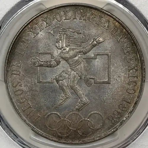 1968-Mo 25 Peso Olympic KM-479.1 Rings Align, Straight Tongue (3)