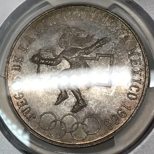 1968-Mo 25 Peso Olympic KM-479.1 Rings Align, Straight Tongue (5)