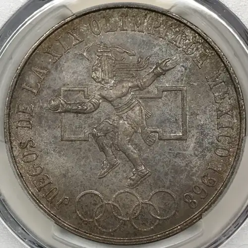 1968-Mo 25 Peso Olympic KM-479.1 Rings Align, Straight Tongue (4)