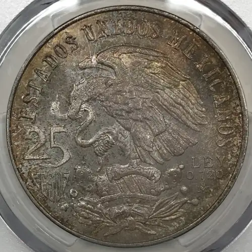 1968-Mo 25 Peso Olympic KM-479.1 Rings Align, Straight Tongue (2)