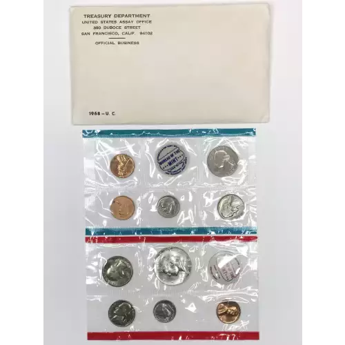 1968 US Mint Uncirculated 10-Coin P&D Set 1968-D 40% Silver Kennedy Half Dollar