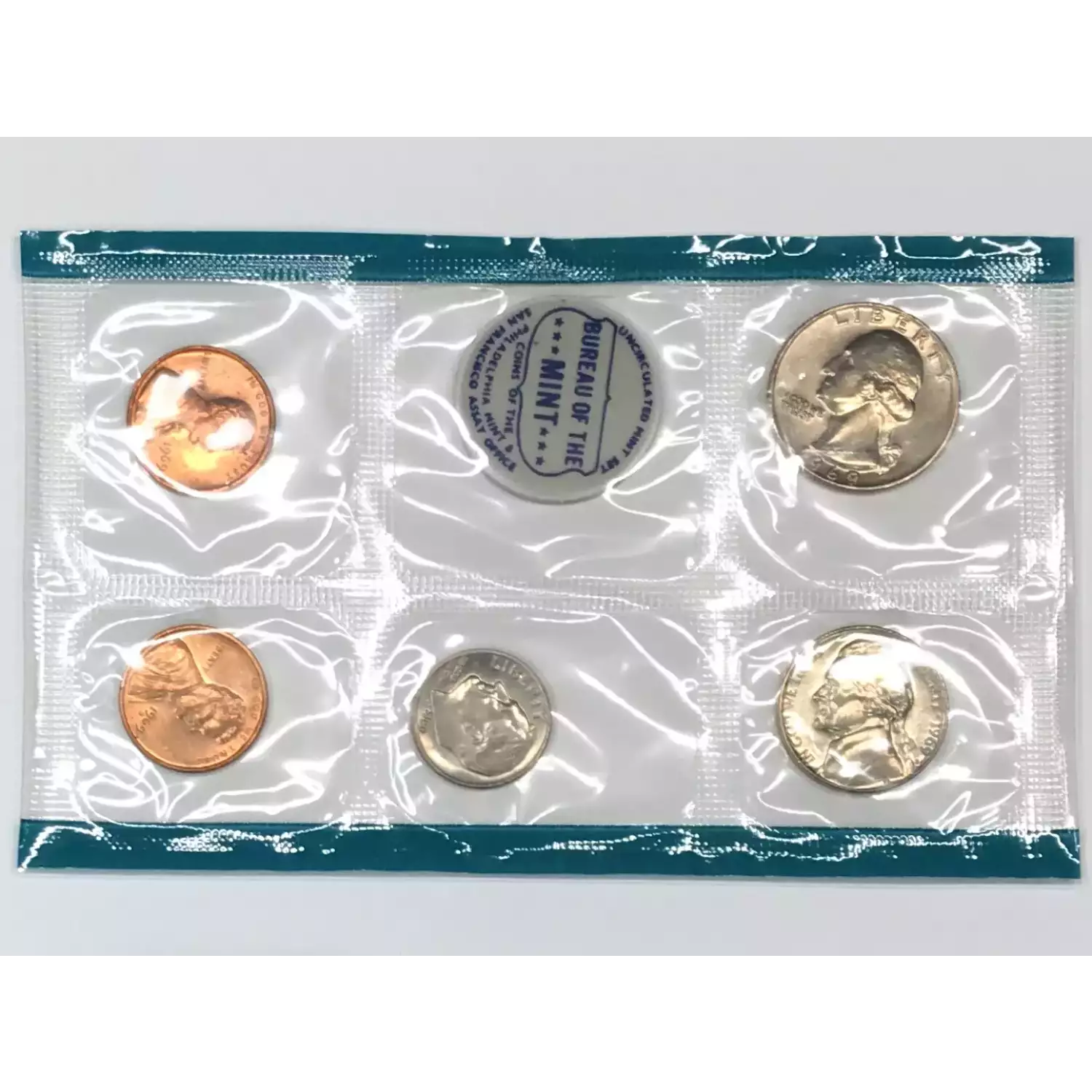1969 US Mint Uncirculated 10-Coin P&D Set 1969-D 40% Silver Kennedy Half Dollar (2)