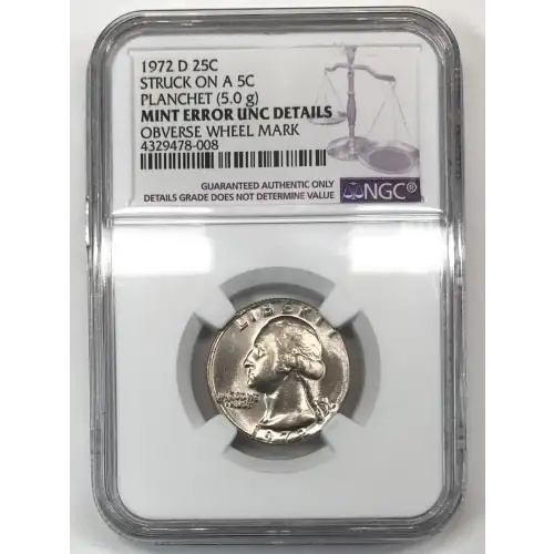 1972 STRUCK ON A 5C PLANCHET (5.0 g) (2)