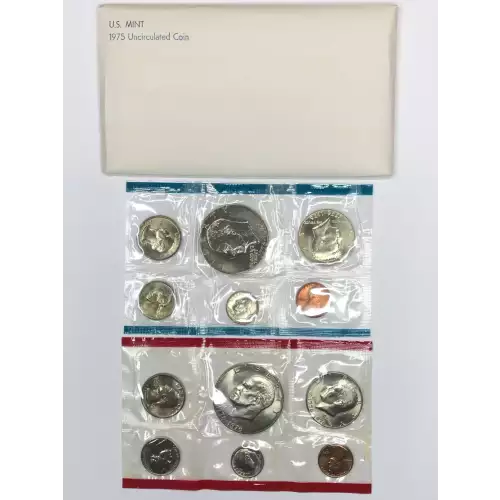 1975 US Mint Uncirculated 12-Coin P&D Set - Type 1 Eisenhower Dollar (2)