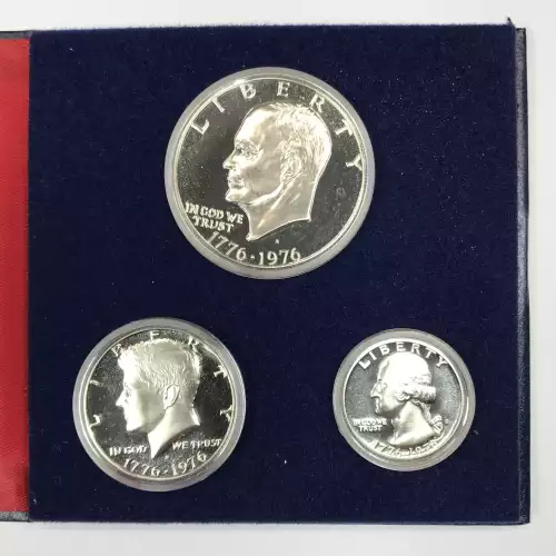 1976-S 3-Piece Silver Proof Set w COA - US Bicentennial Quarter, Half, Dollar