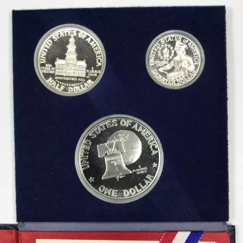 1976-S 3-Piece Silver Proof Set w COA - US Bicentennial Quarter, Half, Dollar